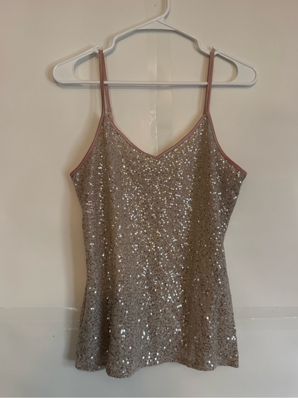Express Rose-Trim Sequin V-Neck Cami/top sleeveless